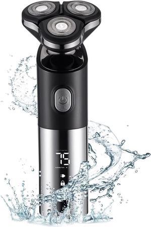 Electric Razor for Men, Electric Face Shavers Waterproof Men's Rotary Shaving Mens Beard Razors Cordless USB Rechargeable for Wet Dry Travel Shaver, Gift for Dad Husband