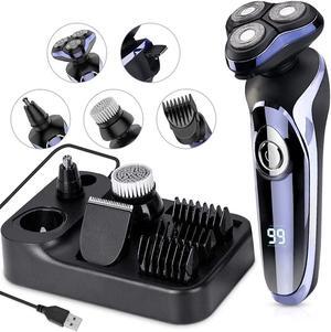Electric Razor for Men, 4 in 1 Rotary Men Shaver Beard Trimmer, Electric Shaver Waterproof USB Fast Charging, Cordless Beard, Nose, Hair Trimmer, Men Electric Razor Best Gift for Dad, Boyfriend