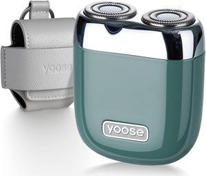 yoose Mini Rotary Shaver, Electric Razor for Men, Alloy Body & Magnetic Shaving Head, Close Shave, IPX7 Waterproof, USB C Rechargeable, Cordless Electric Razor with Travel Case, Ideal Gift, Green