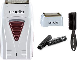 Andis Cordless Mens Long Lasting Lithium Battery Titanium Foil Shaver with Bonus Replacement Foil Assembly and Inner Cutters with a Maintenance Blade Brush