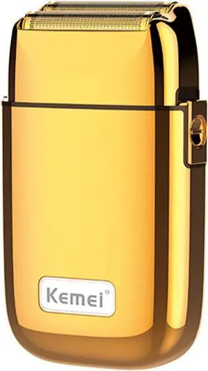 KEMEI Electric Razors for Men, Professional Cordless All Metal Electric Razor, Lithium Titanium Razors, USB Rechargeable Facial Beard Trimmer,Golden (TX1 Gold)