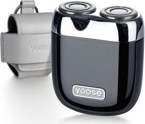 yoose Mini Rotary Shaver, Electric Razor for Men, Alloy Body & Magnetic Shaving Head, Close Shave, IPX7 Waterproof, USB C Rechargeable, Cordless Electric Razor with Travel Case, Ideal Gift, Black