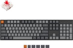 Keychron K10 Full Size 104 Keys Bluetooth Wireless/USB Wired Mechanical Gaming Keyboard for Mac with Gateron G Pro Red Switch/Multitasking/White LED Backlight Computer Keyboard for Windows Laptop