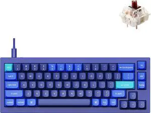 Keychron Q2 Wired Custom Mechanical Keyboard, QMK/VIA Programmable Macro, Full Aluminum, Hot-Swappable Gateron G Pro Brown Switch, 65% Layout Double Gasket Compatible with Mac and Windows - Blue