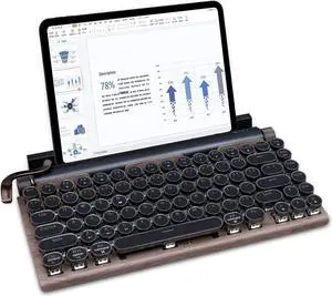 RAZEAK Typewriter Keyboard, Retro Typewriter Keyboard Wireless Key Legends Backlit Bluetooth 5.0 Connection Hotswap Mechanical Keyboard for iPad/Tablet/Mac/PC Woodgrain