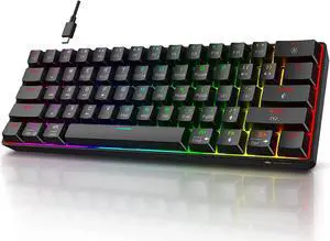 KOORUI 60% Gaming Keyboards, 61 Keys Wired Ultra-Compact Mechanical Keyboard 26 RGB Backlit with Red Switch Mini Keyboards for Windows MacOS Linux
