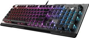 ROCCAT Vulcan 100 AIMO Mechanical PC Gaming Keyboard, RGB Lighting, Silent, Per Key LED Illumination, Brown Switches, Aluminum Top Plate, Silver