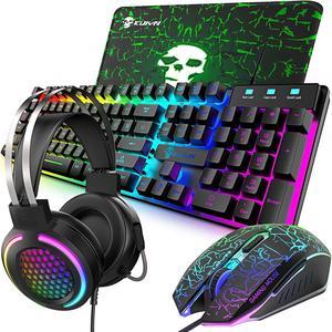  Gaming Keyboard and Mouse and Mouse pad and Gaming Headset,  Wired LED RGB Backlight Bundle for PC Gamers and Xbox and PS4 Users - 4 in  1 Edition Hornet RX-250 : Video Games