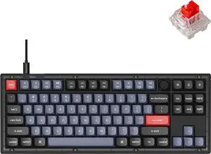 Keychron V3 Wired Custom Mechanical Keyboard Knob Version, TKL QMK/VIA Programmable Macro with Hot-swappable Keychron K Pro Red Switch Compatible with Mac Windows Linux (Frosted Black-Translucent)