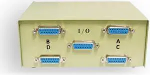 Kentek DB15 4 Way Manual Data Switch Box 15 Pin I/O ABCD Female Port for PC Game Joystick MAC Monitors MIDI Devices Peripherals Kentek DB15 4 Way Manual Data Switch Box 15 Pin I/O ABCD Female Port for PC Game Joystick MAC Monitors MIDI Devices Peripherals