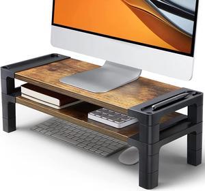 HUANUO Monitor Stand Computer Riser, Monitor Stand for Desk with Adjustable Height and 2 Platforms, Ergonomic Computer Riser, Monitor Riser for Laptops and Monitors