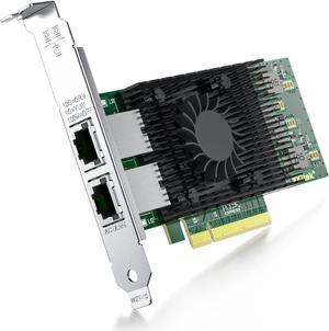 10Gb PCI-E Network Card NIC Compatible for Intel X540-T2, Dual RJ45 Copper Port, with Intel X540-BT2 Controller, PCI-E X8, 10G PCI Express LAN Adapter Support Windows Server/Windows/Linux/Vmware/ESX