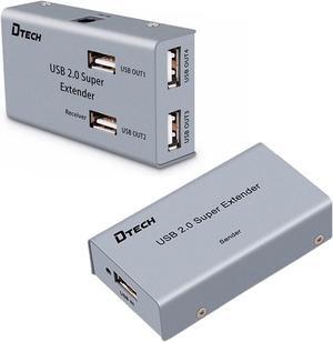 DTECH 50m Multiport USB Extender Over Ethernet Cat5 Cat6 Cable up to 164 ft Extension with 4 USB Expansion Port Data Hub Power Adapter for Camera Webcam Computer External Hard Drive Keyboard Mouse