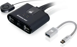 IOGEAR 4x4 USB Sharing Switch - With USB-C Adapter - Compatible MAC/PC - LED Indicates - Switch With Remote - GUS404CA1KIT IOGEAR 4x4 USB Sharing Switch - With USB-C Adapter - Compatible MAC/PC - LED Indicates - Switch With Remote - GUS404CA1KIT