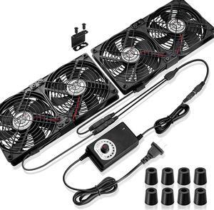 4 x 120mm Server Rack Mount Fan 12V with AC 110V 120V 220V 240V Variable Speed Controller, High Airflow for DIY Mining Rig, AV Cabinet, Modem, Window, Greenhouse Cooling Ventilation