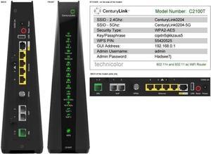 CenturyLink Prism TV Technicolor C2100T 802.11AC Modem Router Gigabit DSL Fiber 2.4/5GHz