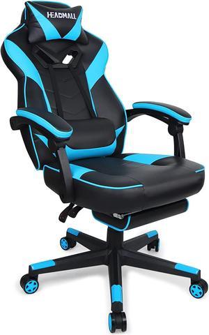 Ferghana Gaming Chair Office Chair with Footrest, Ergonomic Massage Chair  with Lumbar Pillow, Headrest for Adults Kid Teens, Blue 