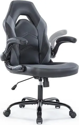 Office Chairs - Ergonomic Gaming Executive Desk Chairs with Flip-up Armrests and Lumbar Support, Adjustable Swivel Rolling Chair,Grey, Welcome to consult