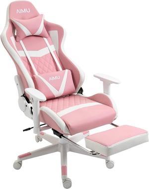 Pink Gaming Chair with Footrest Ergonomic Oversized Manufactured by Listed  Company,Video Game Chairs with Lumbar and Head Pillow, for Adults Teens  Secret Lab Pink&White 