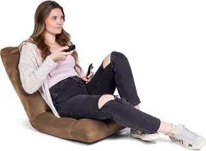 BIRDROCK HOME Adjustable 14-Position Memory Foam Floor Chair - Pillow Gaming Chair - Comfortable Back Support - Cushion Dorm Rocker - Comfy for Reading Game Meditating - Brown