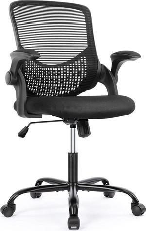 Mesh Office Chair Desk Chairs with Wheels, Home Office Chair with Flip-up Arms and Lumbar Support, Ergonomic Computer Chair Swivel Rolling Chairs, Black, Welcome to consult