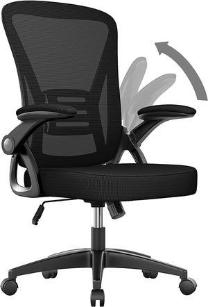 Naspaluro Mid Back Office Chair,Ergonomic Desk Chair with Adjustable Height, Flip-Up Arms and Lumbar Support, Breathable Mesh Computer for Home Study Working