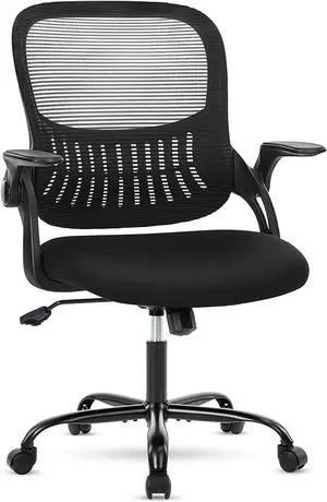 Office Chair, Desk Chair, Ergonomic Home Office Desk Chairs, Computer Chair with Flip up Armrests, Mesh Desk Chairs with Wheels, Office Desk Chair, Mid-Back Task Chair with Ergonomic Lumbar Support