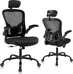 Ergonomic Office Desk Chair - Flysky Breathable Mesh Swivel Computer Chair, Lumbar Back Support Task Chair, Office Chairs with Headrest and Flip-up Arms, Adjustable Height Executive Rolling Chair