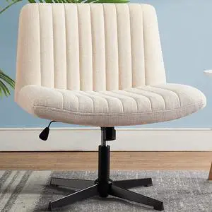 WOKEEN Armless Office Chair,Desk Chair No Wheels,Criss Cross Chair,Fabric Padded Desk Chair,Cross Legged Office Chair,Adjustable Wide Seat/120°Rocking/Mid Back/Ergonomic(Beige) WOKEEN Armless Office Chair,Desk Chair No Wheels,Criss Cross Chair,Fabric Padded Desk Chair,Cross Legged Office Chair,Adjustable Wide Seat/120°Rocking/Mid Back/Ergonomic(Beige)