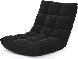 DORTALA Floor Gaming Chair with Back Support, 14-Position Adjustable Banana Chair for Adults, Foldable Floor Seats for Reading, Gaming (Black)