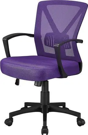 Topeakmart Office Chair Ergonomic Desk Chair Mid-Back Mesh Swivel Computer Chair Lumbar Support Comfortable Executive Adjustable Modern Rolling Task Chair with Armrests for Adults Women, Purple