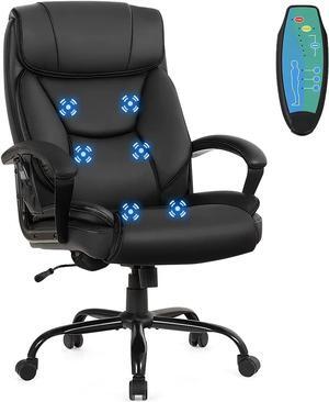 Giantex 500 lbs Big and Tall Office Chair, Massage Executive Chair w/ 6 Vibrating Points, Wide Seat Large Leather High Back Computer Task Desk Chair, Comfortable Headrest, Padded Armrest