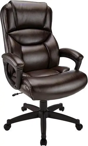 Realspace® Fennington Bonded Leather High-Back Chair, Brown/Black