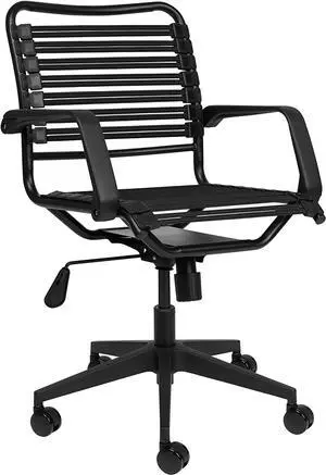 Laura Davidson Furniture Chair for Office Task, with Flat Elastic Bungie Straps, Rolling, Adjustable Height and Arm Rest Made of Polyester, Alloy Steel and Polypropylene, Black