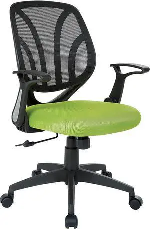Office Star Ventilated Screen Back Task Chair with Built-in Lumbar Support and Flip Arms, Green