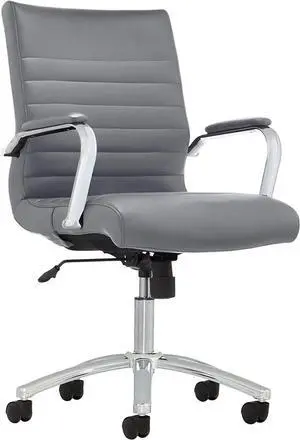 Realspace® Modern Comfort Series Winsley Bonded Leather Mid-Back Chair, Gray