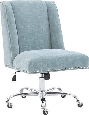 Clayton Aqua and Chrome Swivel Adjustable Height Office Chair By Linon