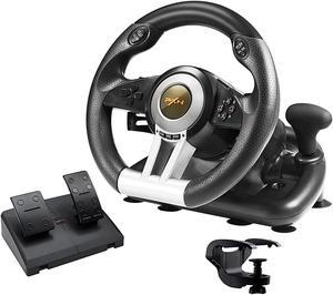PXN V3II Simulate Racing Game Steering Wheel with Pedal, 180 Degree Steering Wheel, Compatible with Windows PC, PS3, PS4, Xbox One X|S, for Switch - Black