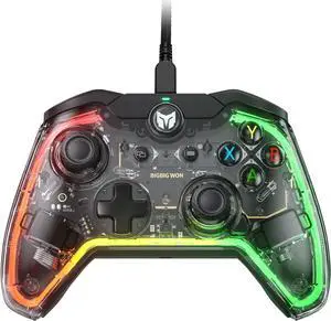 BIGBIG WON PC Controller, Switch Controllers with 0 Deadzone Joysticks, Hair Trigger, 2 Extra Multi-function Buttons, Fully Customizable, Asymmetric Vibration Motors, Wired Controller for PC & Switch