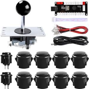  EG STARTS 2 Player Arcade Contest DIY Kits USB Encoder To PC  Joystick + 8 Ways Sticker + Chrome Plating LED Illuminated Push Button 1 & 2  Player Coin Buttons For