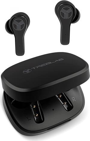 TREBLAB WX8 - True Wireless Earbuds, IPX8 Waterproof Earbuds with up 28H of Play Time, Bluetooth Headphones w/Touch Control and Noise Isolation, Charging Case w/Wireless Charging, USB-C Port, Black