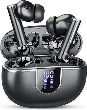 Wireless Earbuds Bluetooth Headphones 5.3, 50H Playtime Bluetooth Earbuds Built in Noise Cancellation Mic with LED Digital Display Charging Case, IPX7 Waterproof Ear Buds for iPhone Android (Black)