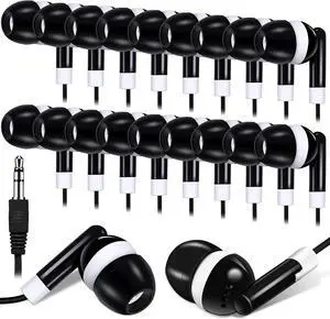 Konohan 100 Pack Bulk Earbuds for Classroom, Student Basic Headphones in Ear for Kids Schools Libraries Laptop,3.5 MM Earbuds Dot Headphones, Individually Bagged(Black)