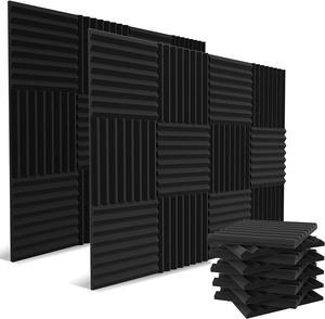 52 Pack Acoustic Panels 1 X 12 X 12 Inches - Acoustic Foam - Studio Foam Wedges - High Density Panels - Soundproof Wedges - Charcoal