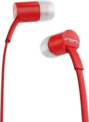 SOL REPUBLIC Jax Wired 1-Button In-Ear Headphones, Android Compatible, Tangle Free Cable, In-Ear Noise Isolation, 4 Ear Tip Sizes, Great For Calls, 1112-33 Red