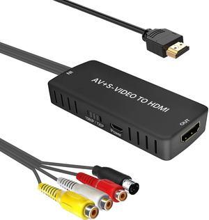 RCA Composite Video and Svideo to HDMI Converter Resolution 1080P/ 720P Compatible with WII/WII U PS1/ 2/3 STB Xbox VHS VCR Blue-Ray DVD Players