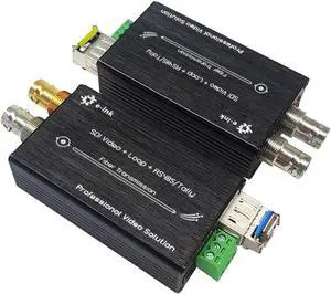 Mini 3G SDI Fiber Extender 1080P 3G-SDI Over Fiber Converter Broadcast Level SDI Video Fiber Optic Converter Include SFP Module Single-Mode Single Fiber 20km with RS485 Tally Loop Output