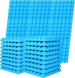 Acoustic Foam Sound Absorption Panels - Blue and Black (12 Pieces)