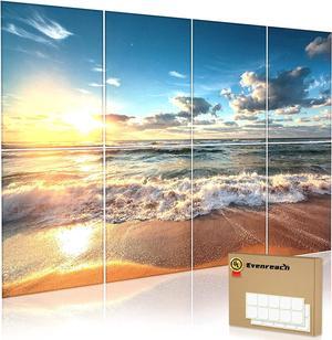 Evenreach Art Acoustic Panels Soundproof Wall Panels,48X32Inches Self-Adhesive Sound Absorbing Panels,Decorative Acoustical Wall Panels, Acoustic Treatment for Recording Studio (Beach)