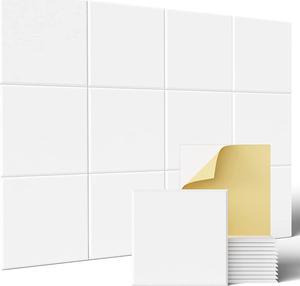 Sonicism 12 Pack Acoustic Wall Panels with Self-Adhesive, 12" X 12" X 0.4" Sound Proof Foam Panels, Decorative Soundproof Wall Panels, Sound Proof Absorbing Tiles for Home & Offices, White